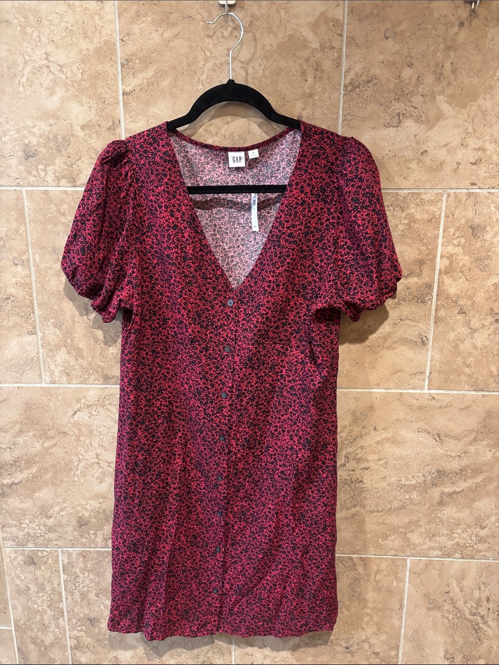 GAP Red Floral Button-Down Mini Dress